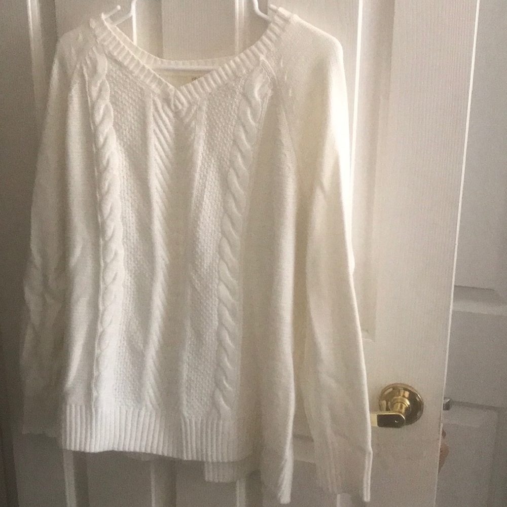 White Crochet Knit Sweater!